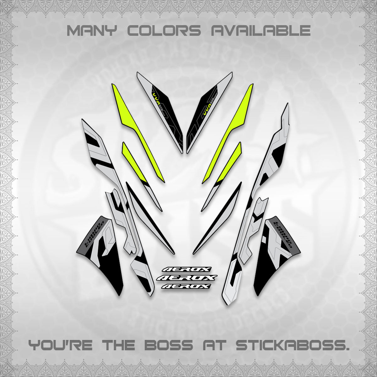 AEROX V3 ALPHA TURBO STOCK DECALS (STOCK DESIGN 2026)STICKER DECALS By STICKABOSS