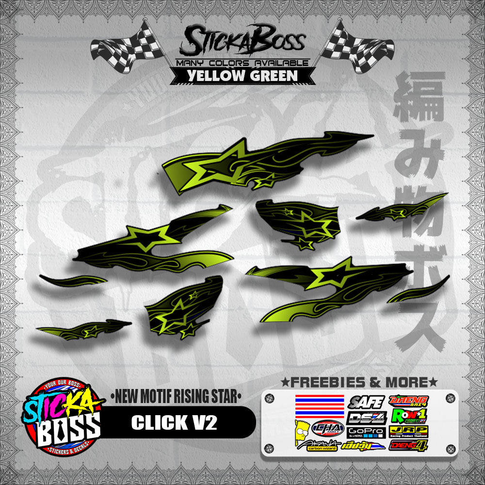 CLICK V2 DECALS ( NEW MOTIF RISING STAR ) [ PREMIUM GLOSSY LAMINATED ]【WITH FREEBIES】