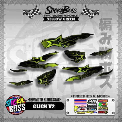 CLICK V2 DECALS ( NEW MOTIF RISING STAR ) [ PREMIUM GLOSSY LAMINATED ]【WITH FREEBIES】
