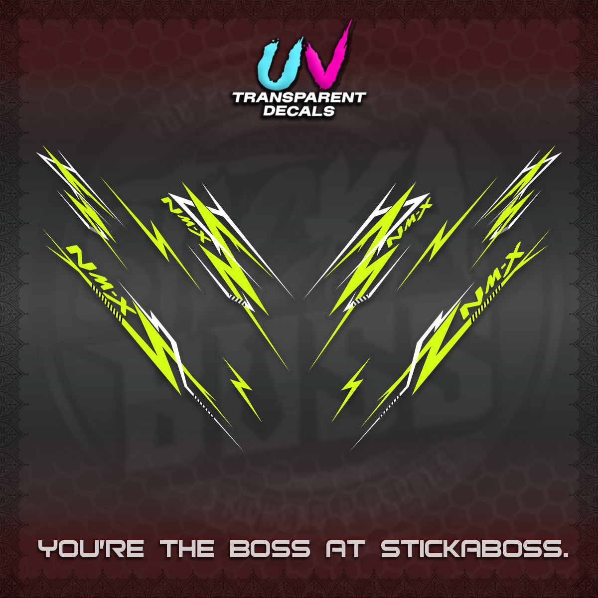 NMAX V2 UV TRANSPARENT DECALS (2024 NM A8 STYLE) STICKER DECALS By STICKABOSS