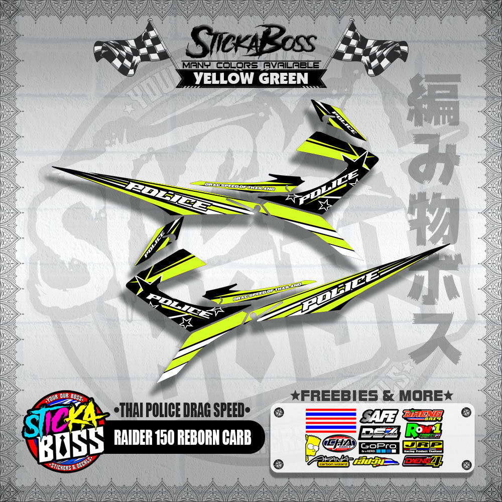 RAIDER 150 REBORN CARB DECALS ( THAI POLICE DRAG SPEED )【WITH FREEBIES】