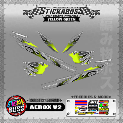 [ PREMIUM UV PRINT ] TRANSPARENT AEROX V2 DECALS ( 2024 LED FIRE MOTIF )【WITH FREEBIES】