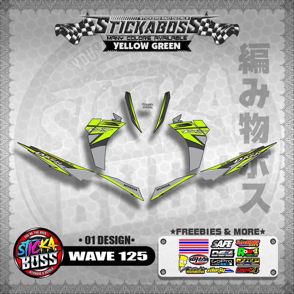 Honda Wave Dash 125 Stock Decals (01 Design)【WITH FREEBIES】Malaysia Concept