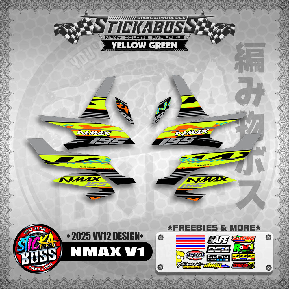 NMAX V1 MALAYSIAN STICKER DECALS ( 2025 VV12 DESIGN )【WITH FREEBIES】