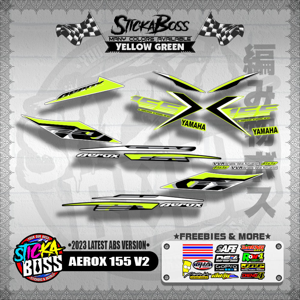AEROX 155 V2 DECALS ( 2023 LATEST ABS VERSION ) [ PREMIUM GLOSSY LAMINATED ]【WITH FREEBIES】