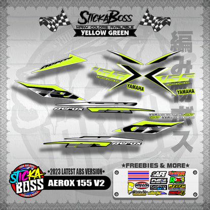 AEROX 155 V2 DECALS ( 2023 LATEST ABS VERSION ) [ PREMIUM GLOSSY LAMINATED ]【WITH FREEBIES】