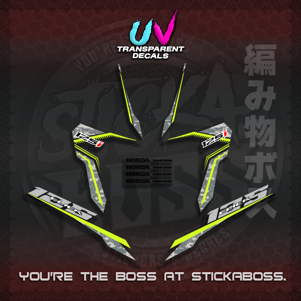 【PREMIUM UV PRINT】CLICK 125 V3 VIETNAM CONCEPT ( TRANSPARENT BARCODE STYLE ) STICKER DECALS By STICKABOSS