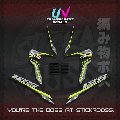 【PREMIUM UV PRINT】CLICK 125 V3 VIETNAM CONCEPT ( TRANSPARENT BARCODE STYLE ) STICKER DECALS By STICKABOSS