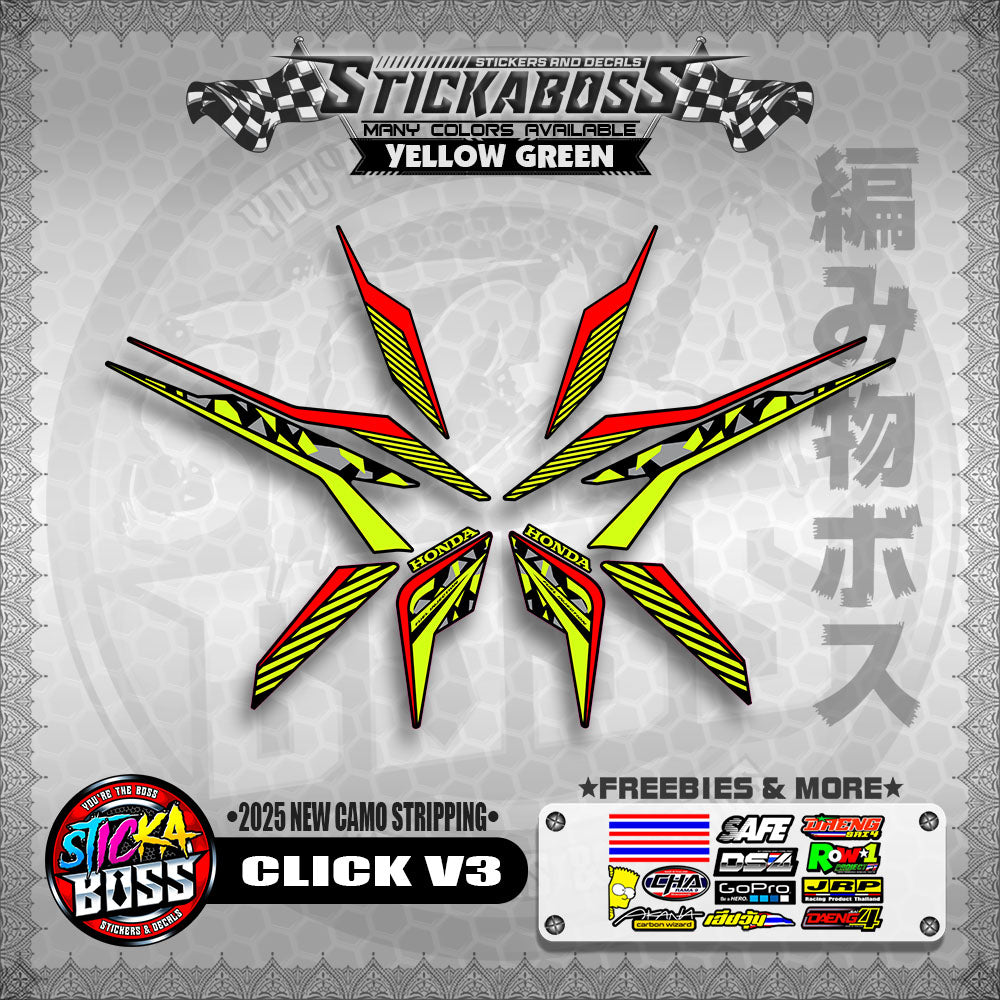 CLICK V3 STICKER DECALS ( 2025 NEW CAMO STRIPPING )【WITH FREEBIES】