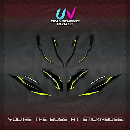 CLICK 125 V3 VARIO UV TRANSPARENT DECALS (2026 INDO HONEYCOMB DESIGN) STICKER DECALS By STICKABOSS