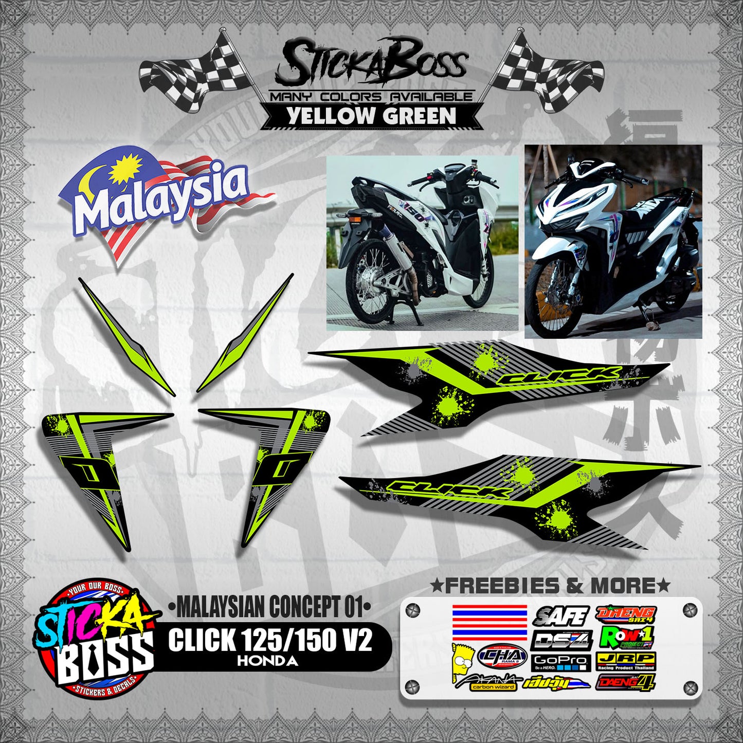 CLICK 125 / 150 V2 DECALS ( MALAYSIAN CONCEPT 01 )【WITH FREEBIES】