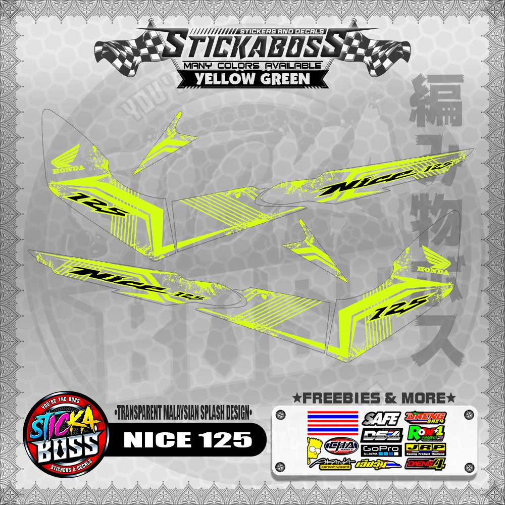 【PREMIUM UV PRINT】TRANSPARENT NICE 125 STICKER DECALS ( MALAYSIAN SPLASH DESIGN )【WITH FREEBIES】