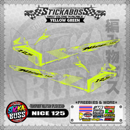 【PREMIUM UV PRINT】TRANSPARENT NICE 125 STICKER DECALS ( MALAYSIAN SPLASH DESIGN )【WITH FREEBIES】