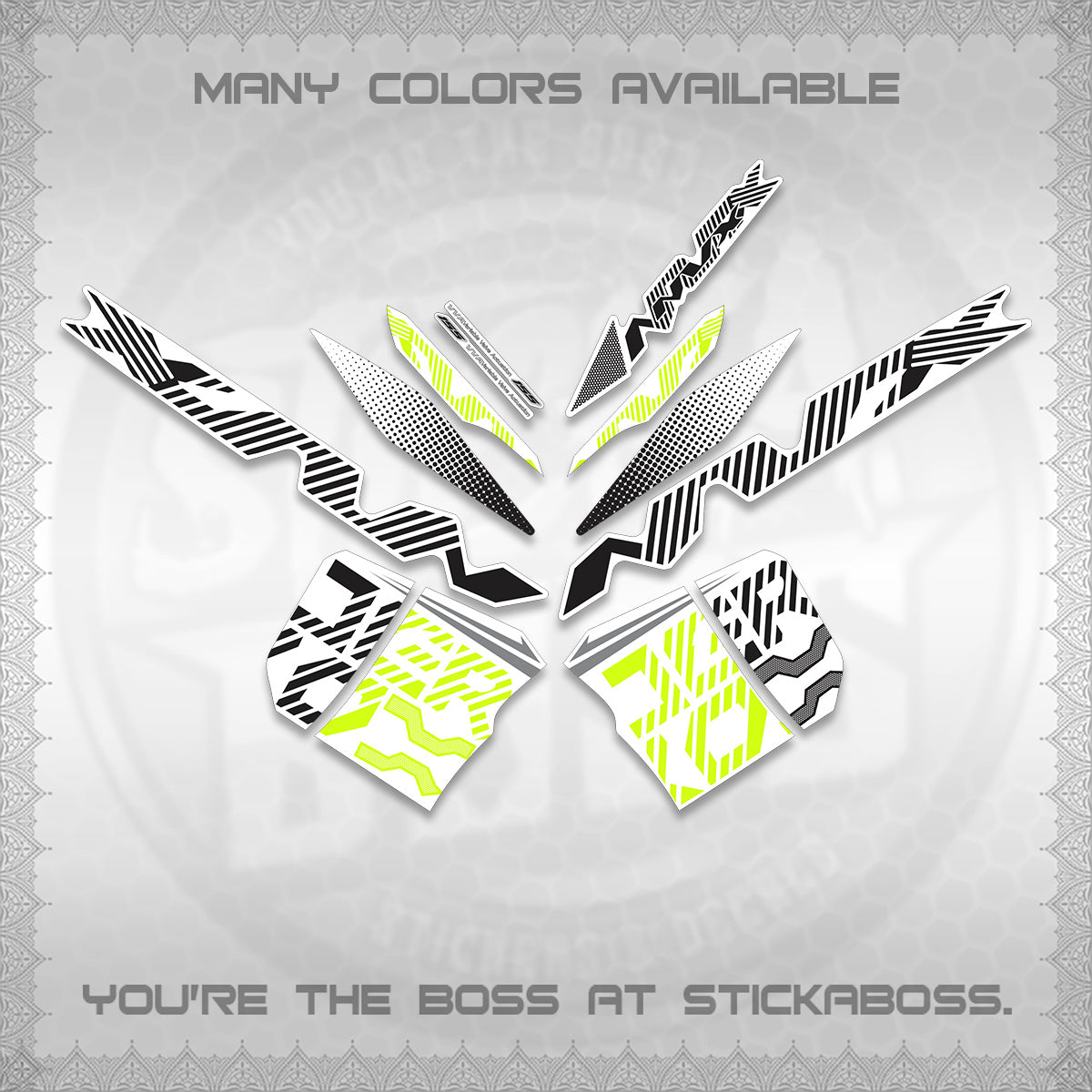 AEROX V2 NVX FOR WHITE DECALS (2024 NEW 001 DESIGN) STICKER DECALS By STICKABOSS