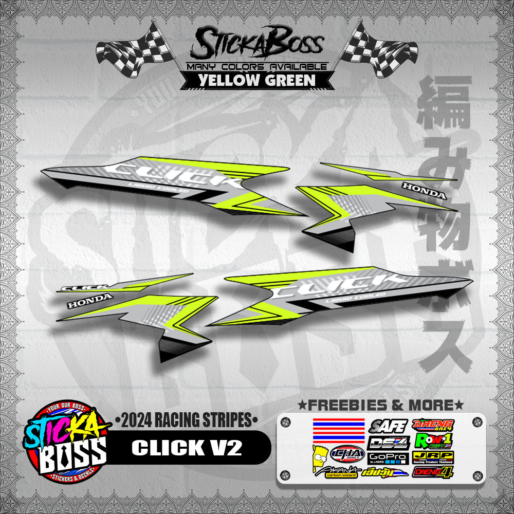 CLICK V2 DECALS ( 2024 RACING STRIPES ) [ PREMIUM GLOSSY LAMINATED ]【WITH FREEBIES】