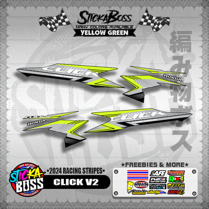 CLICK V2 DECALS ( 2024 RACING STRIPES ) [ PREMIUM GLOSSY LAMINATED ]【WITH FREEBIES】