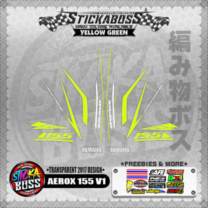 【PREMIUM UV PRINT】TRANSPARENT AEROX 155 V1 STOCK DECALS ( 2017 DESIGNS )【WITH FREEBIES】