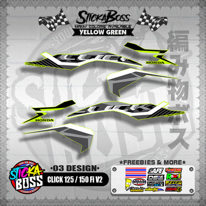 CLICK 125 / 150 Fi V2 DECALS ( 03 DESIGN )【WITH FREEBIES】