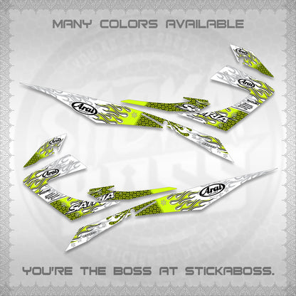 RAIDER 150 CARB SATRIA  FOR WHITE DECALS (ARAI API NEW TERBARU MOTIF)STICKER DECALS By STICKABOSS