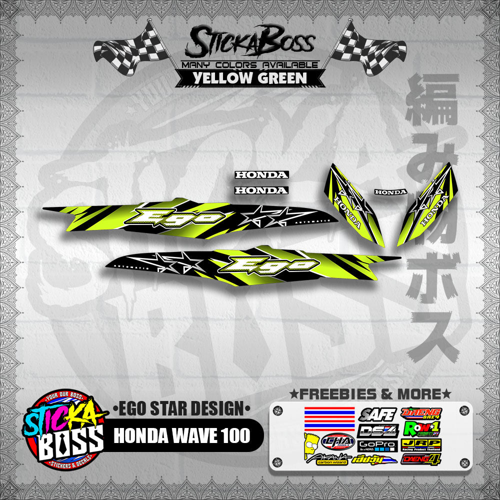 HONDA WAVE 100 DECALS ( EGO STAR DESIGN )【WITH FREEBIES】