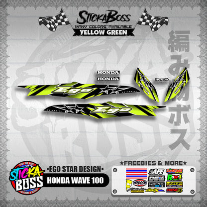 HONDA WAVE 100 DECALS ( EGO STAR DESIGN )【WITH FREEBIES】