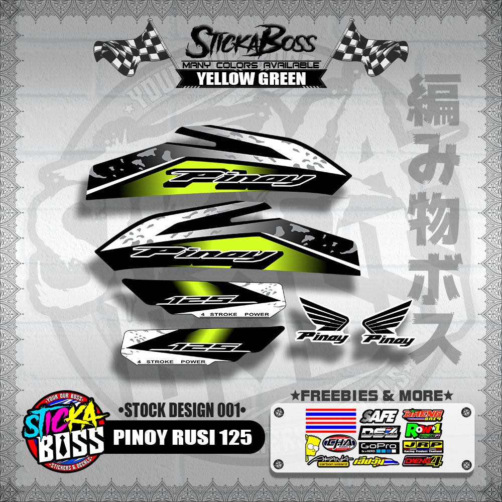 PINOY RUSI 125 DECALS ( STOCK DESIGN 001 )【WITH FREEBIES】