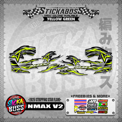 NMAX V2 STICKER DECALS ( 2025 STRIPPING STAR FLAME )【WITH FREEBIES】