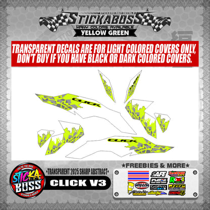 CLICK V3 INDO STICKER DECALS ( TRANSPARENT 2025 SHARP ABSTRACT )【WITH FREEBIES】