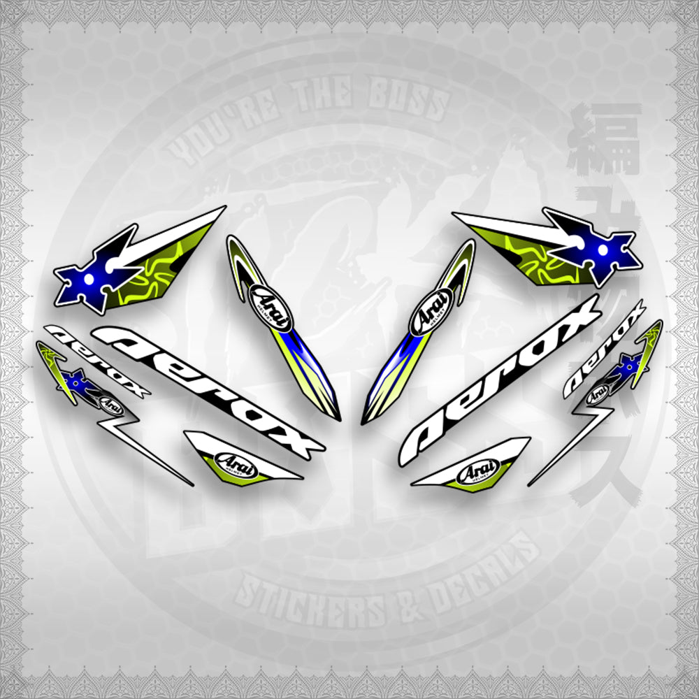 AEROX 155 V1 CUSTOM DESIGN ( ARAI NINJA BLADES ) STICKER DECALS By STICKABOSS