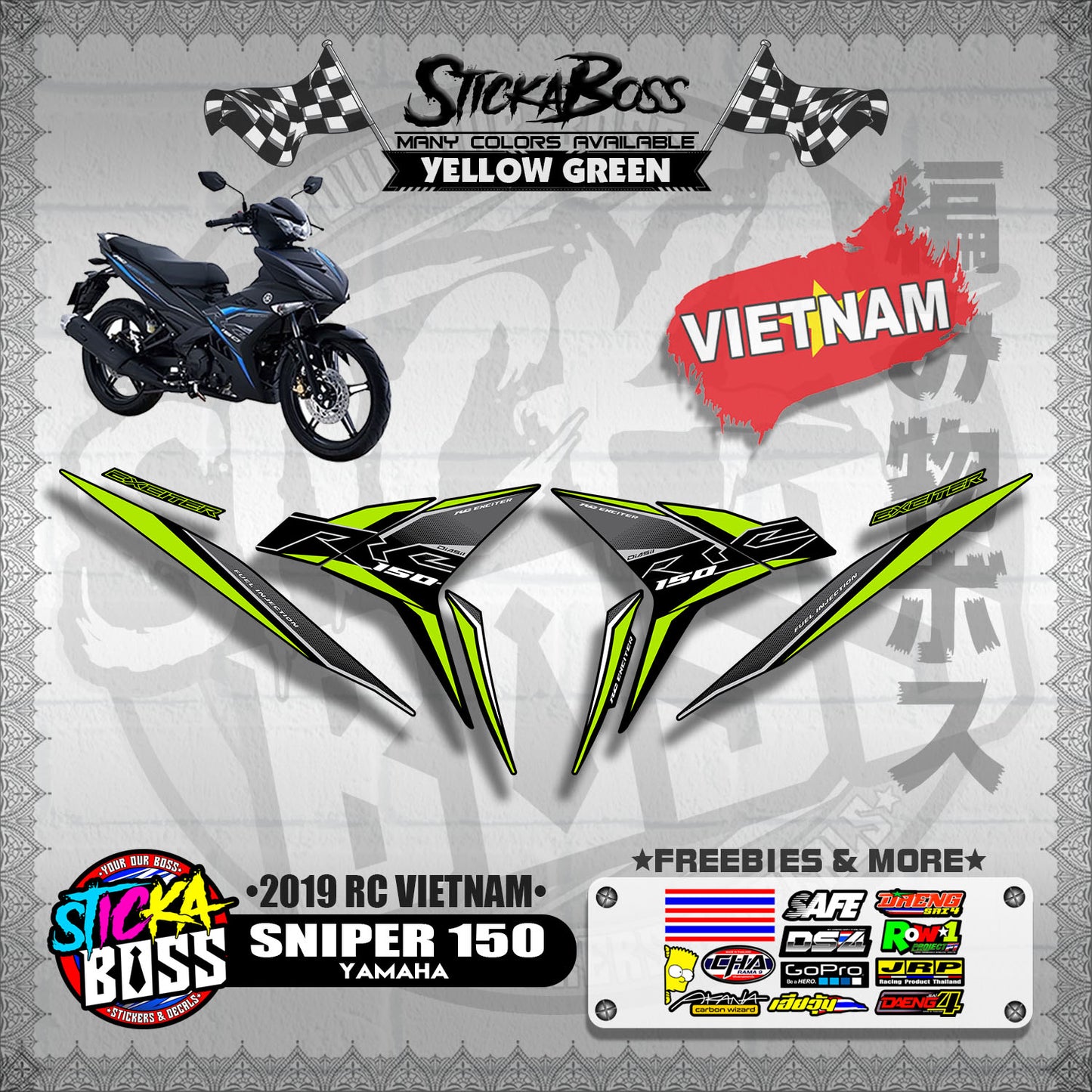 SNIPER 150 STOCK DECALS ( 2019 RC VIETNAM )【WITH FREEBIES】