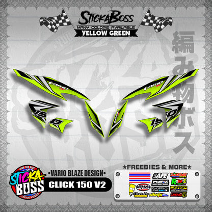 CLICK 150 V2 DECALS ( VARIO BLAZE DESIGN )【WITH FREEBIES】