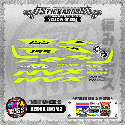 【PREMIUM UV PRINT】TRANSPARENT AEROX 155 V2 DECALS ( NEW CONNECTED 2023 )【WITH FREEBIES】
