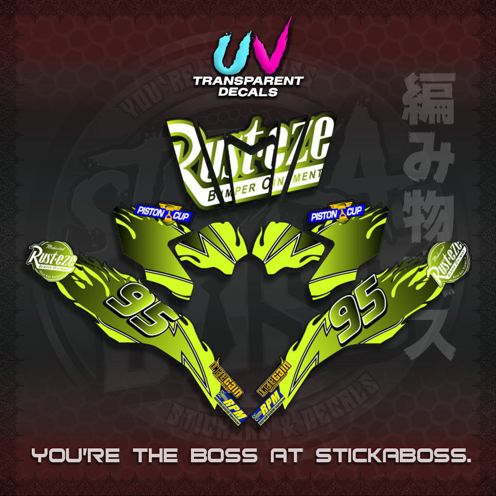 【PREMIUM UV PRINT】CLICK 125 V3 ( TRANSPARENT LIGHTING MCQUEEN DESIGN ) STICKER DECALS By STICKABOSS