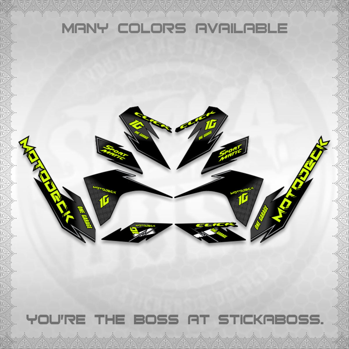 CLICK V3 DECALS (ONE GARAGE INSPIRED)STICKER DECALS BY STICKABOSS