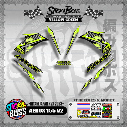 AEROX 155 V2 DECALS ( HITAM JAPAN NVX 2023 )【WITH FREEBIES】