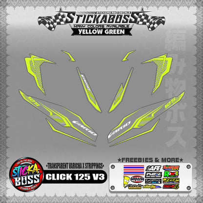 [ PREMIUM UV PRINT ] TRANSPARENT CLICK 125 V3 DECALS ( VARICHA X STRIPPINGS )【WITH FREEBIES】