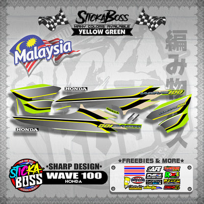 HONDA WAVE 100 MALAYSIAN DECALS ( SHARP DESIGN )【WITH FREEBIES】