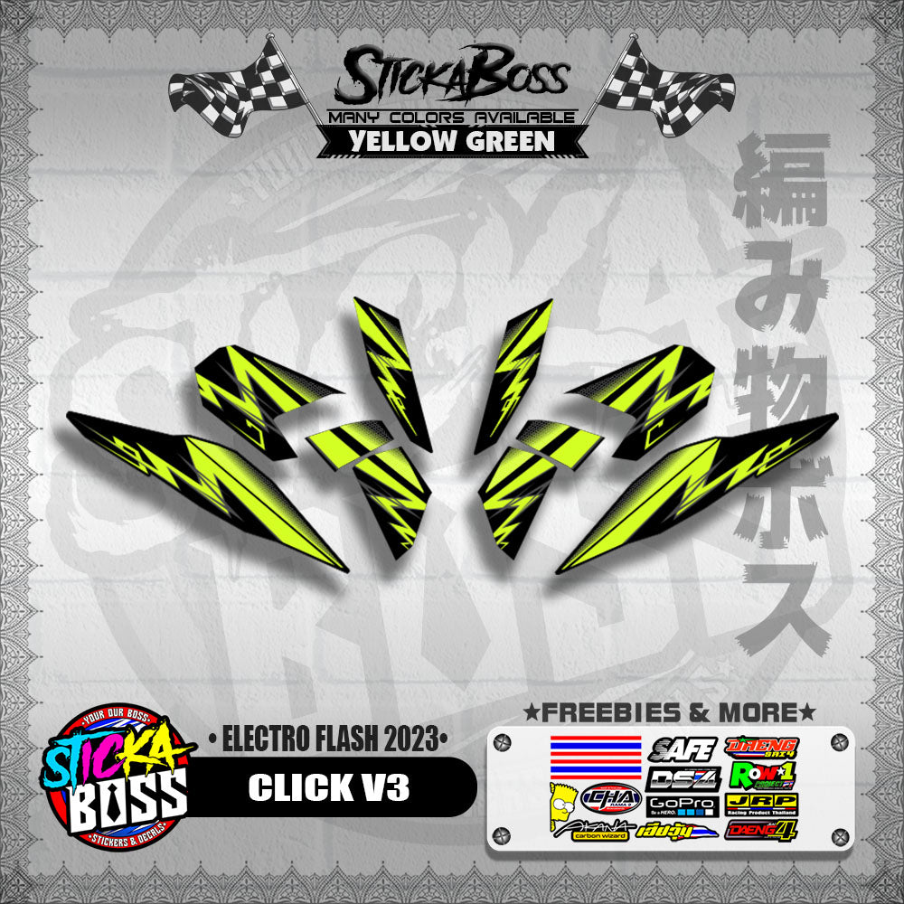CLICK V3 DECALS ( ELECTRO FLASH 2023 ) [ PREMIUM GLOSSY LAMINATED ]【WITH FREEBIES】