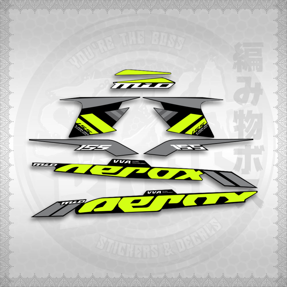 STICKER DECALS for AEROX 155 V1 (AV120X7IN) By STICKABOSS (SOFIE LAMINATED WATERPROOF)