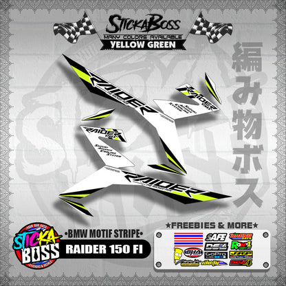 RAIDER 150 FI DECALS ( BMW MOTIF STRIPES )[ PREMIUM GLOSSY LAMINATED ]【WITH FREEBIES】