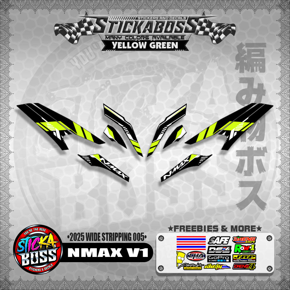 NMAX V1 INDO STICKER DECALS ( 2025 WIDE STRIPPING 005 )【WITH FREEBIES】