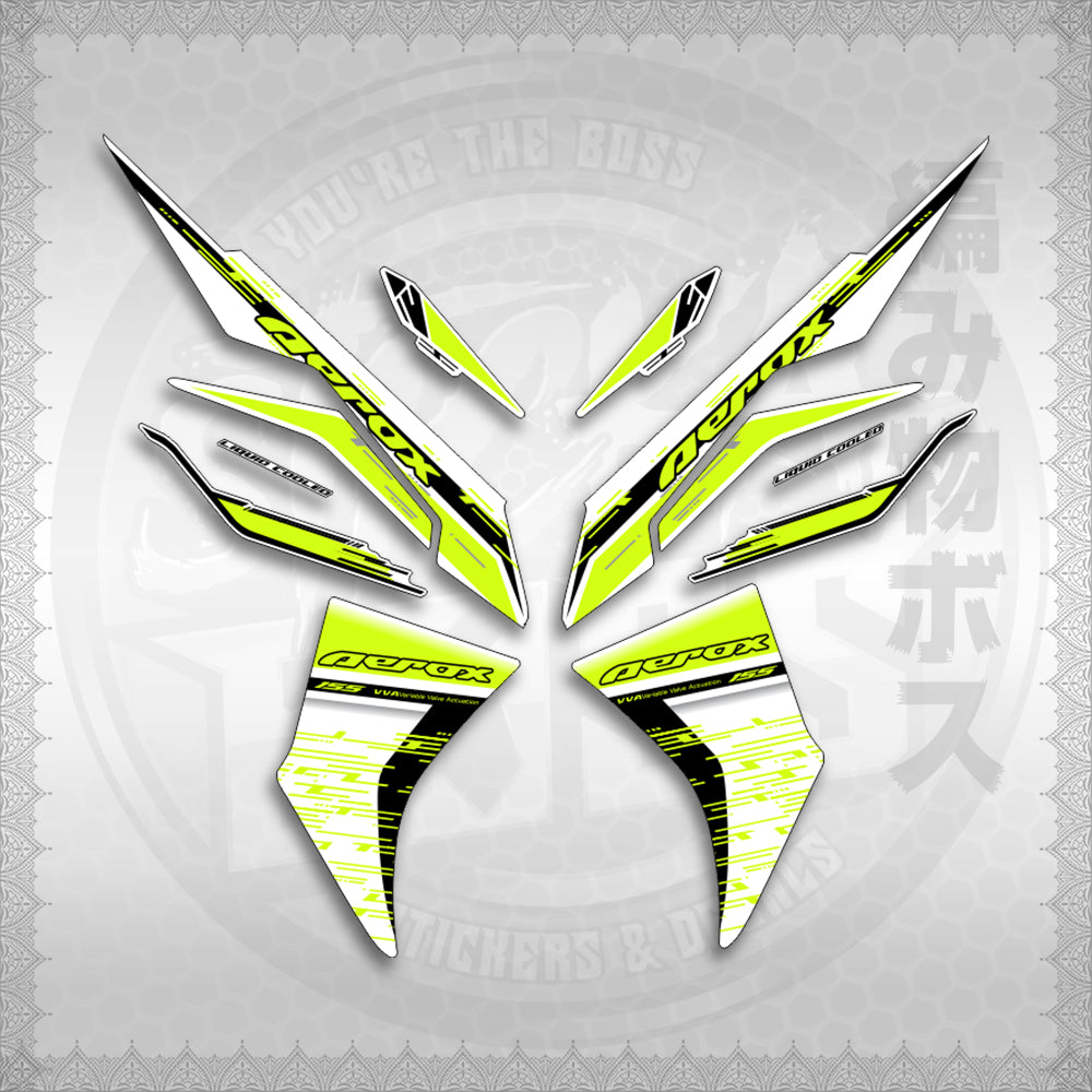 STICKER DECALS for AEROX V3 ALPHA TURBO INDO FOR WHITE (AV3NESTEDMA) By STICKABOSS (SOFIE LAMINATED WATERPROOF)