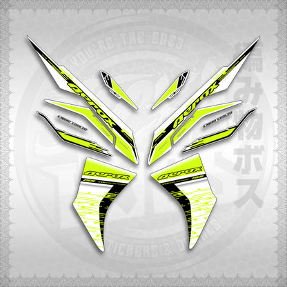 STICKER DECALS for AEROX V3 ALPHA TURBO INDO FOR WHITE (AV3NESTEDMA) By STICKABOSS (SOFIE LAMINATED WATERPROOF)