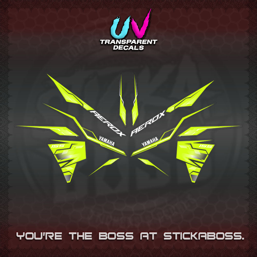 【PREMIUM UV PRINT】TRANSPARENT AEROX  V3 INDO DECALS(ALPHA TURBO 0001)STICKER DECALS By STICKABOSS