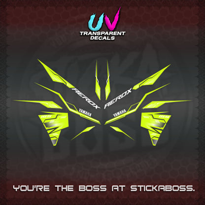 【PREMIUM UV PRINT】TRANSPARENT AEROX  V3 INDO DECALS(ALPHA TURBO 0001)STICKER DECALS By STICKABOSS