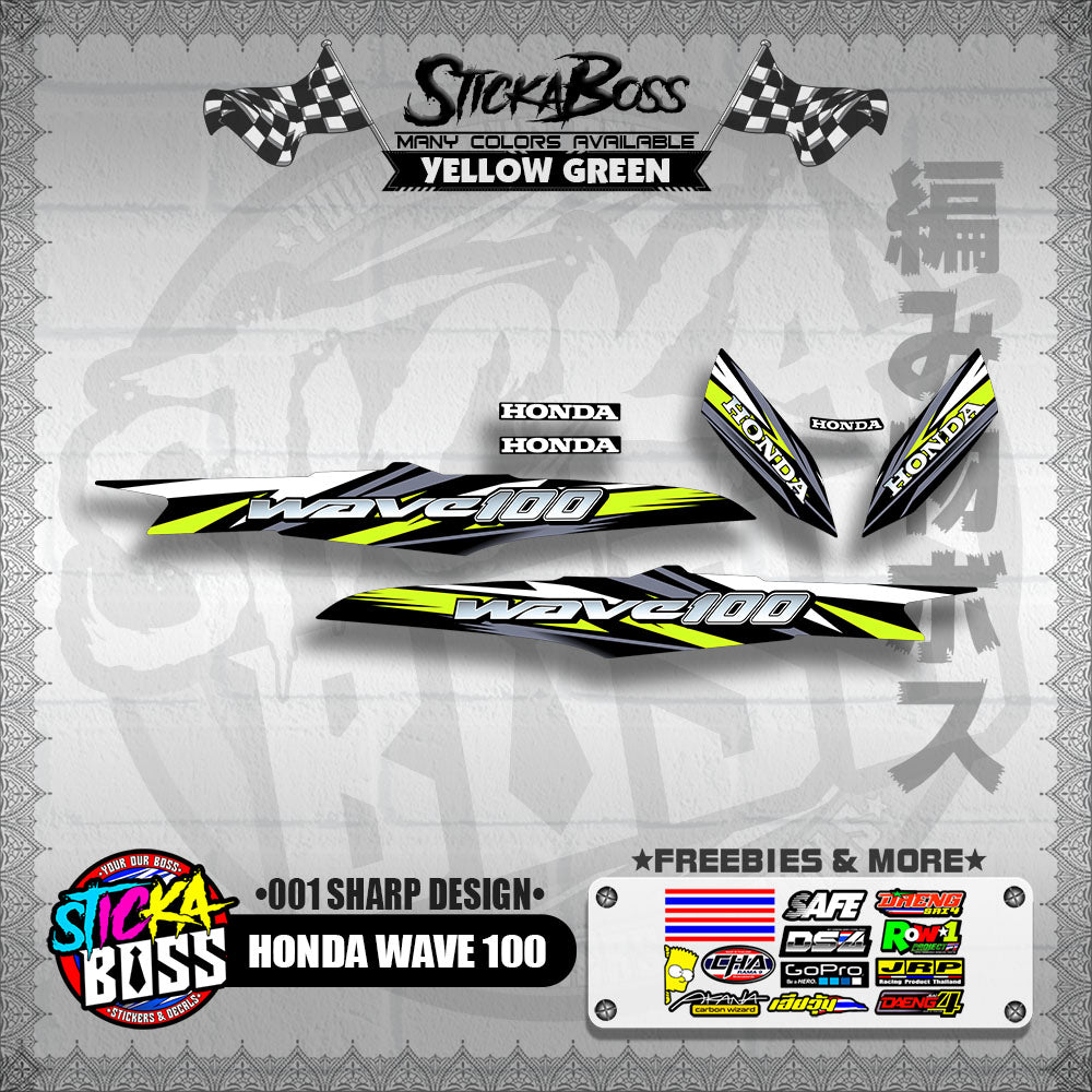 HONDA WAVE 100 DECALS ( 001 SHARP DESIGN )【WITH FREEBIES】