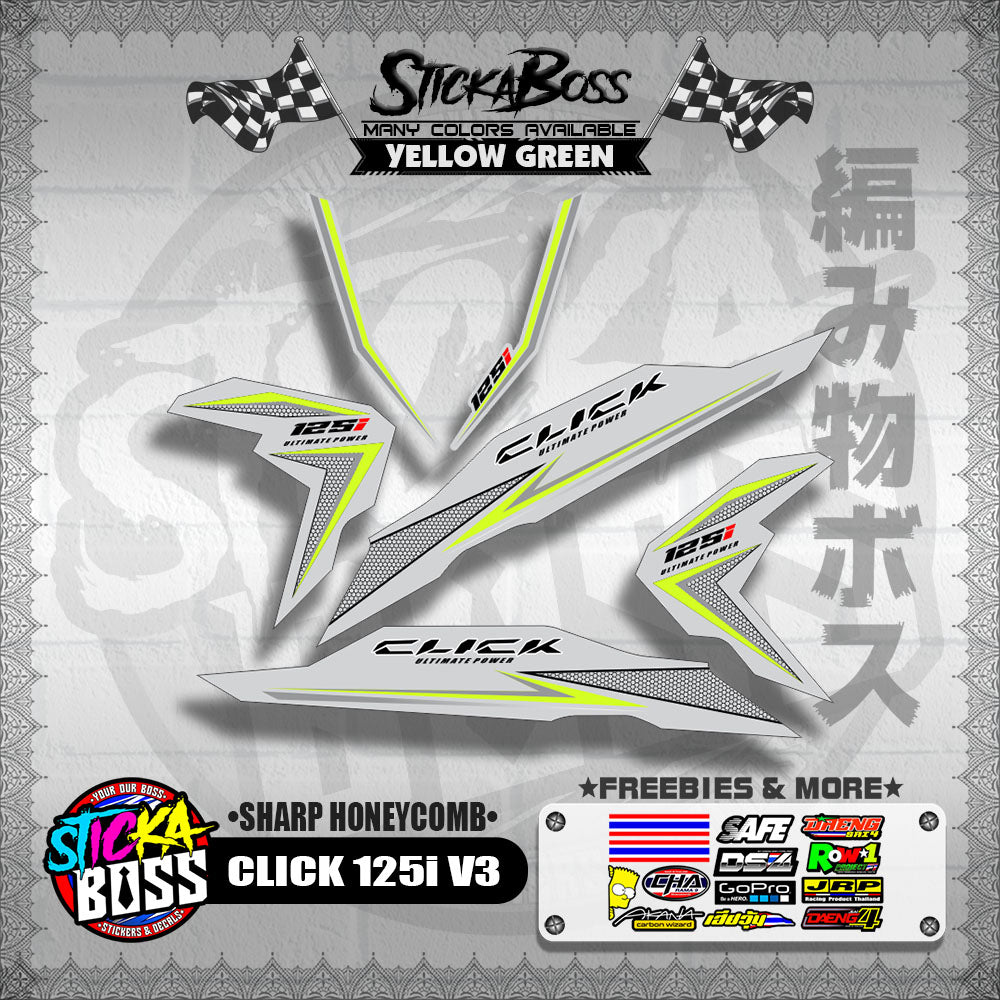 CLICK 125i V3 DECALS ( SHARP HONEYCOMB )【WITH FREEBIES】