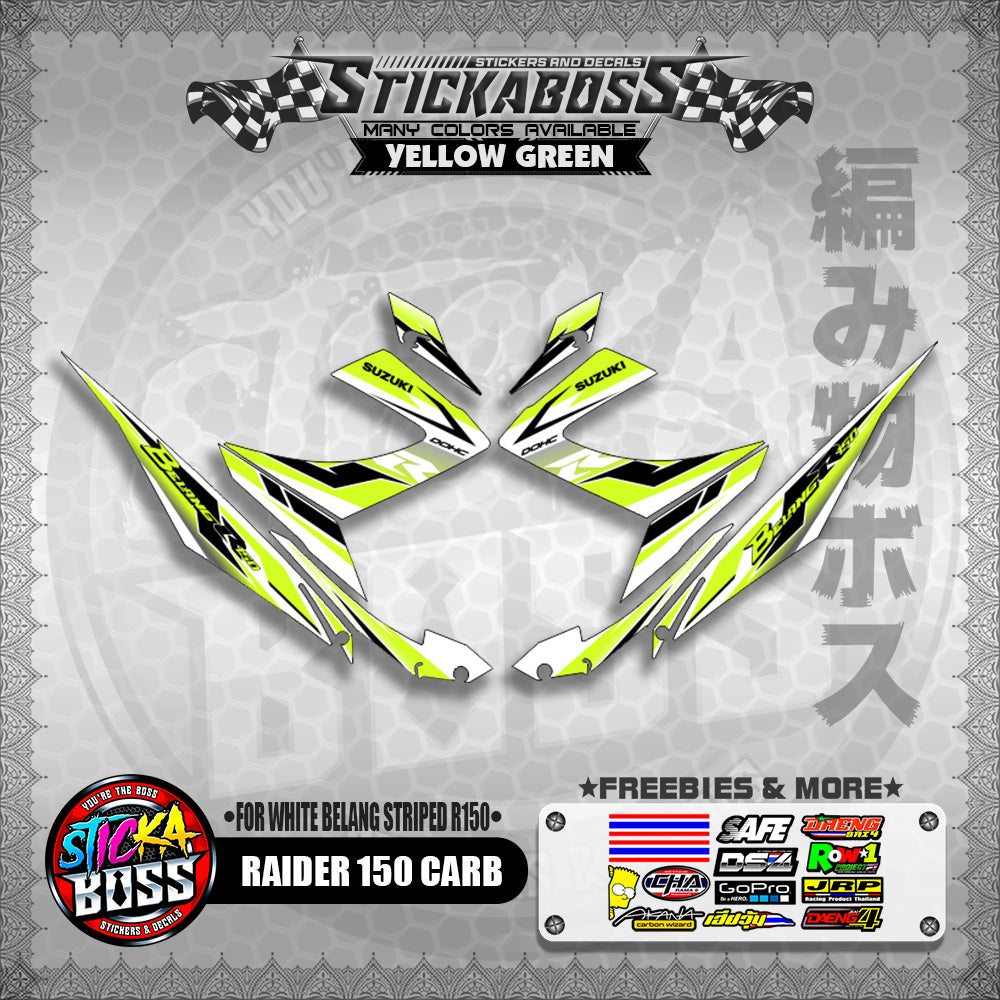RAIDER 150 CARB STICKER DECALS ( FOR WHITE BELANG STRIPED R150 )【WITH FREEBIES】
