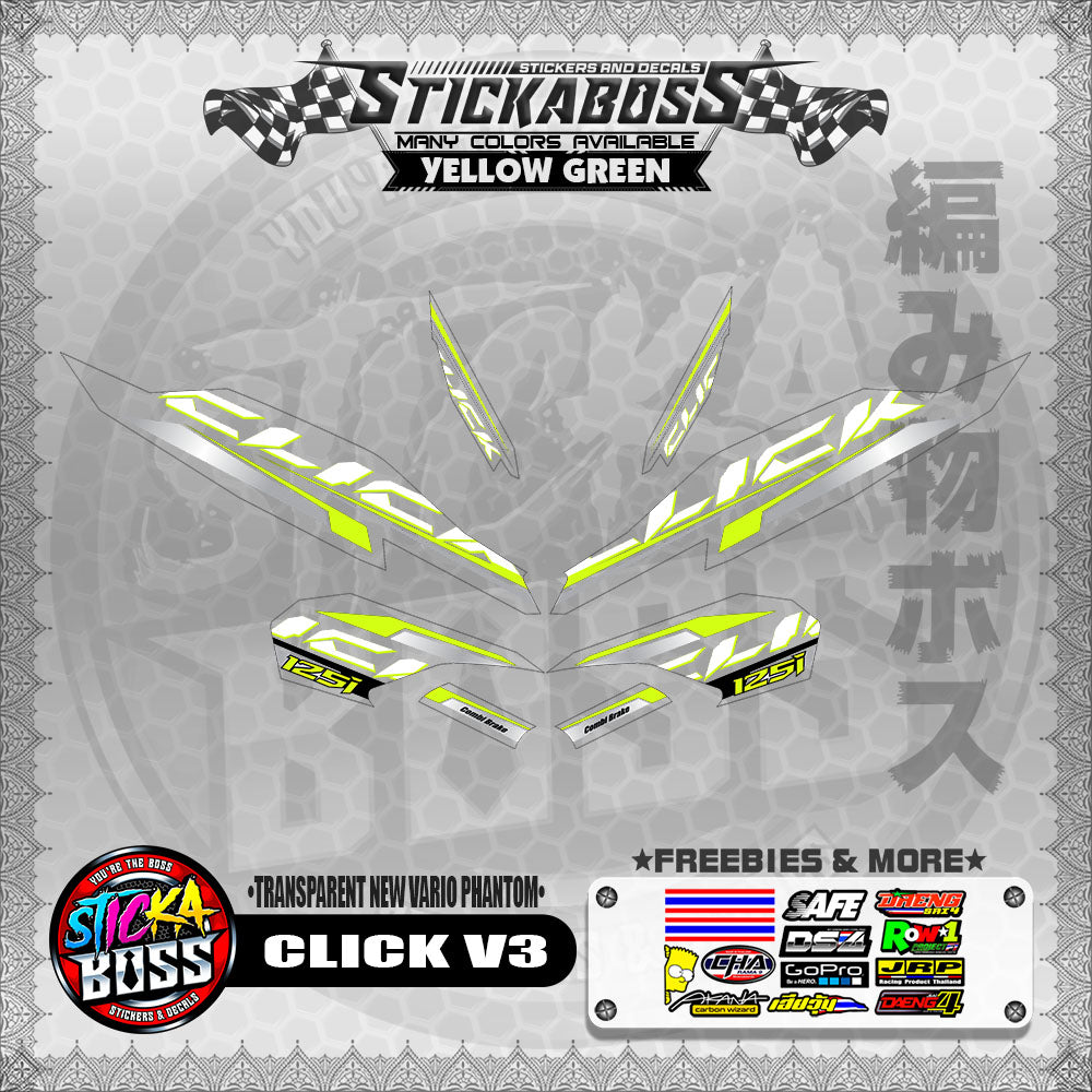 【PREMIUM UV PRINT】TRANSPARENT CLICK 125 V3 STICKER DECALS ( NEW VARIO PHANTOM )【WITH FREEBIES】