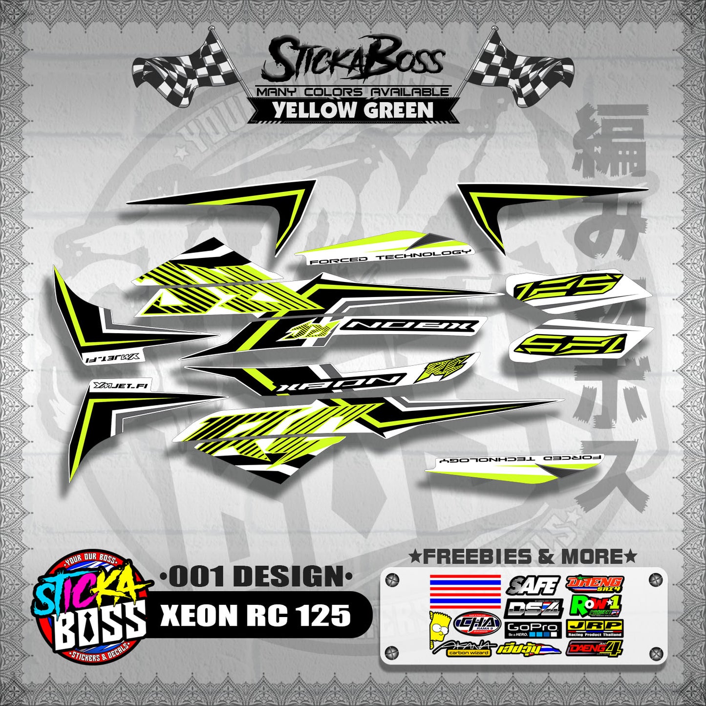 XEON RC 125 STOCK DECALS ( 001 DESIGN )【WITH FREEBIES】